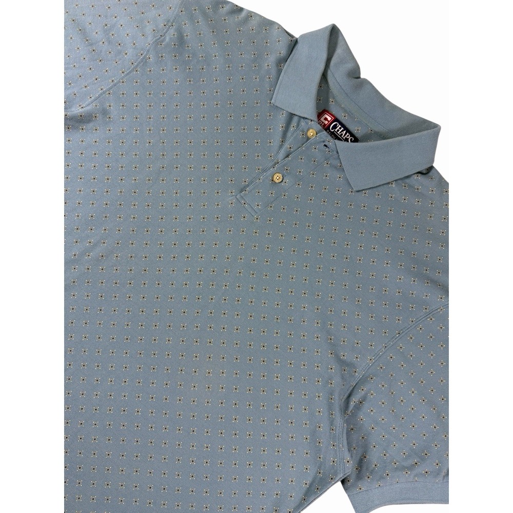 Chaps Ralph Lauren‎ Polo Shirt Men XL Blue Geometric Print Short Sleeve Cotton